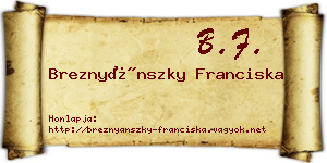 Breznyánszky Franciska névjegykártya